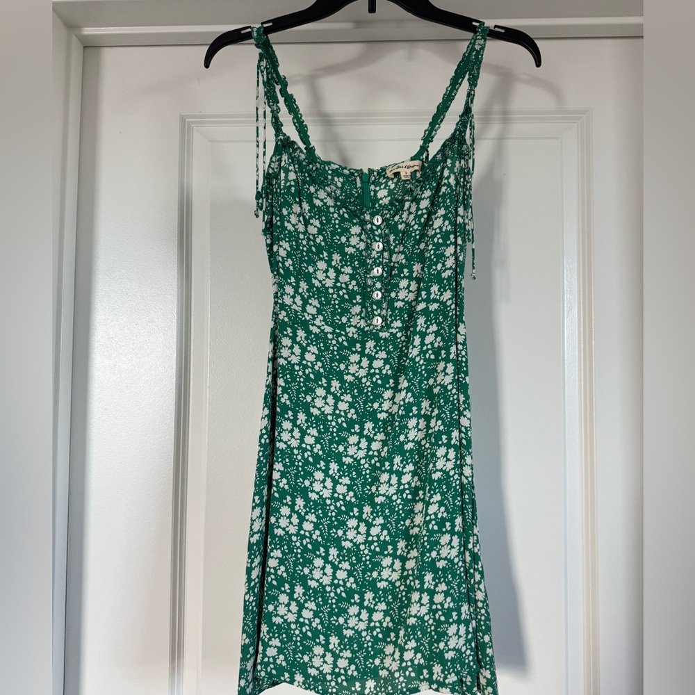 For Love & Lemons Green & White Mini Dress
